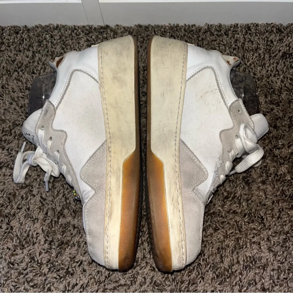 Loeffler Randall Keira Low Top Platform Sneaker Leather Suede Calf Hair Sz 7.5